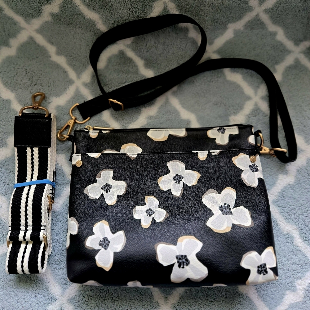 31 Floral Black Crossbody Bag - 2 Straps